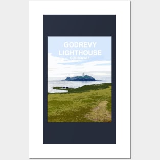Godrevy Lighthouse Cornwall. Cornish gift. Gwithian. Travel poster Posters and Art